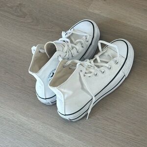 White platform high top converse sneakers